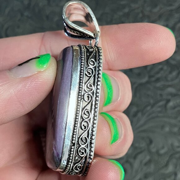 Aegirine Included Charoite Pendant Stone Crystal Jewelry - Picture 6 of 8